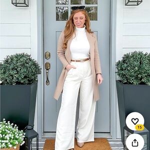 American Eagle Outfitters corduroy Cream Wide-Leg Pants